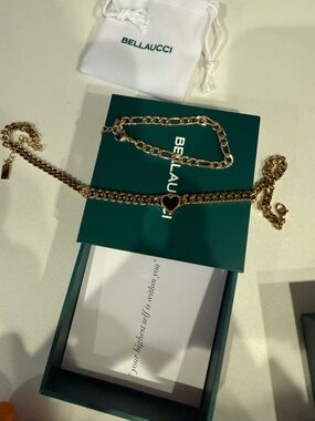 Bellaucci Gold Chain Necklace with Black Heart Charm